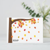 Herfst vallende bladeren RSVP / Antwoord (Staand voorkant)