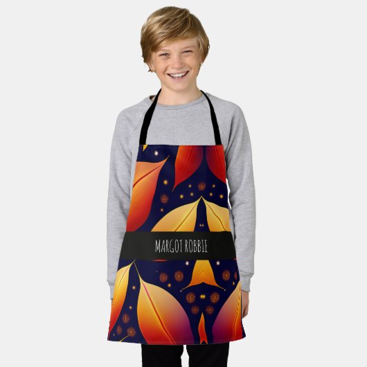 Herfst vallende bladeren Sinaasappel isometrisch p Schort (Gedragen)