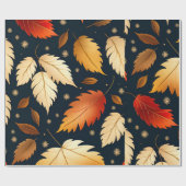 Herfst vallende bladeren Sinaasappel Retro Pattern Cadeaupapier (Vlak)