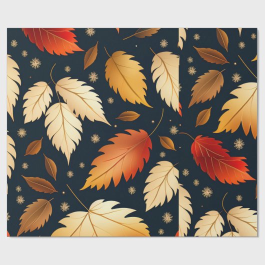 Herfst vallende bladeren Sinaasappel Retro Pattern Cadeaupapier (Vlak)