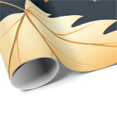 Herfst vallende bladeren Sinaasappel Retro Pattern Cadeaupapier (Rol Hoek)