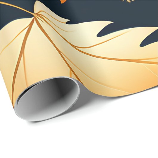 Herfst vallende bladeren Sinaasappel Retro Pattern Cadeaupapier (Rol Hoek)