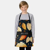 Herfst vallende bladeren Sinaasappel Retro Pattern Schort (Gedragen)