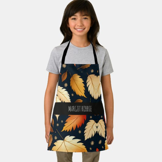 Herfst vallende bladeren Sinaasappel Retro Pattern Schort (Insitu)