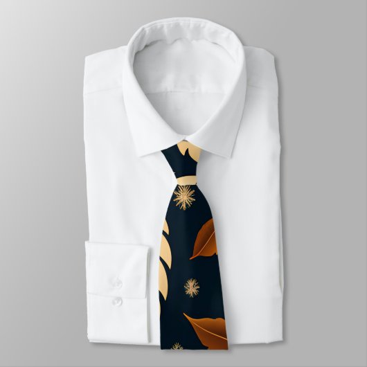 Herfst vallende bladeren Sinaasappel Retro Pattern Stropdas (Gebonden)