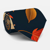 Herfst vallende bladeren Sinaasappel Retro Pattern Stropdas (Opgerold)