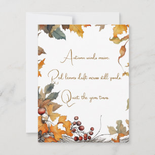 Herfst vallende bladeren typografie wenskaart bedankkaart