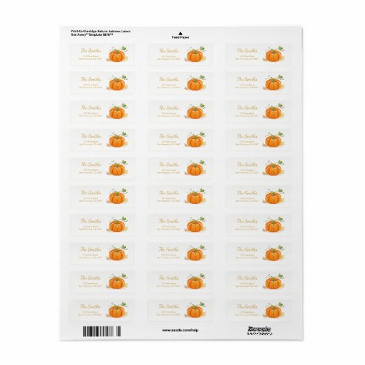 Herfst van Adresetiketten in kleine pompoenen Etiket (Full Sheet)