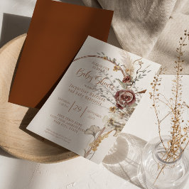 HERFST van BEIDE Arch Floral Copper Modern Baby sh Kaart