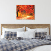 herfst van bosgebied rond doek canvas afdruk (Insitu (Slaapkamer))