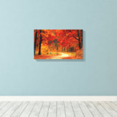 herfst van bosgebied rond doek canvas afdruk (Insitu (Houten vloer))