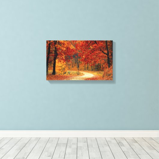herfst van bosgebied rond doek canvas afdruk (Insitu (Houten vloer))