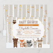 Herfst van bossen / Uitnodiging van het Baby showe (Voorkant / Achterkant)