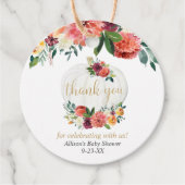 Herfst van Bourgogne, florale pompoenen, baby show Bedankjes Labels (Voorkant)