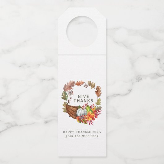 Herfst van cornucopie Botanische Thanksgiving Flessenhanger (Voorkant)