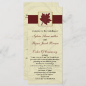 herfst van cranberry leaf herfst herfstbruiloft programmakaart (Voorkant / Achterkant)