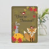 Herfst van Cute Fox and Woodland Animals Kaart (Staand voorkant)