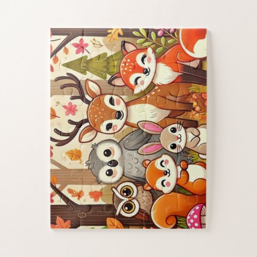 Herfst van de bosdieren legpuzzel (Verticaal)