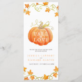 Herfst van de liefdespompoen waterverf trouwmenu menu (Voorkant)