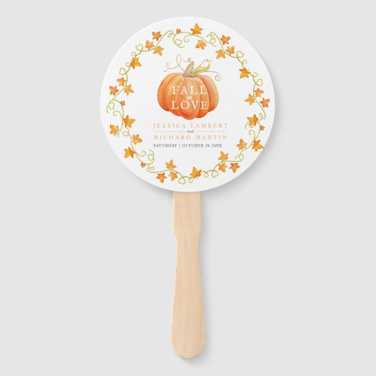 Herfst van de liefdespompoen waterverf trouwprogra handwaaier (Voorkant)