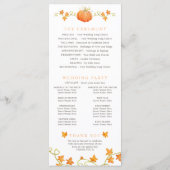 Herfst van de liefdespompoen waterverf trouwprogra programmakaart (Achterkant)