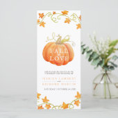 Herfst van de liefdespompoen waterverf trouwprogra programmakaart (Staand voorkant)