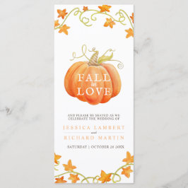 Herfst van de liefdespompoen waterverf trouwprogra programmakaart