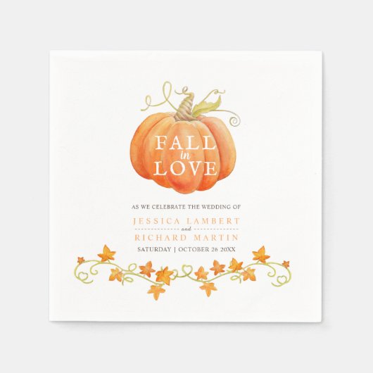 Herfst van de liefdespompoenbruiloft met waterverf servet (Voorkant)