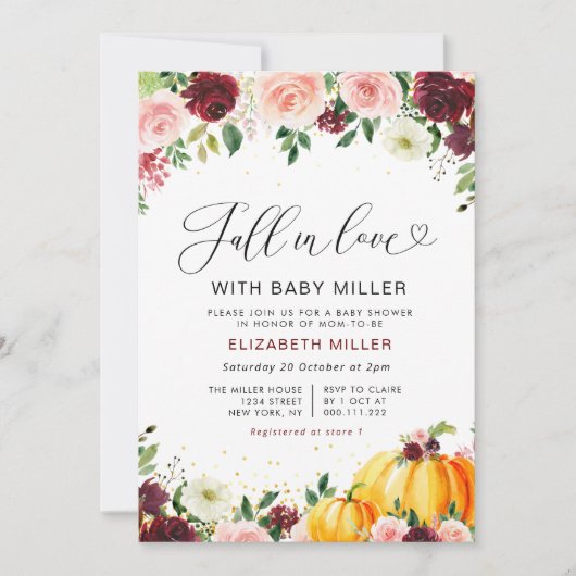 herfst van de liefhebbende autiumn floral baby sho kaart (Voorkant)