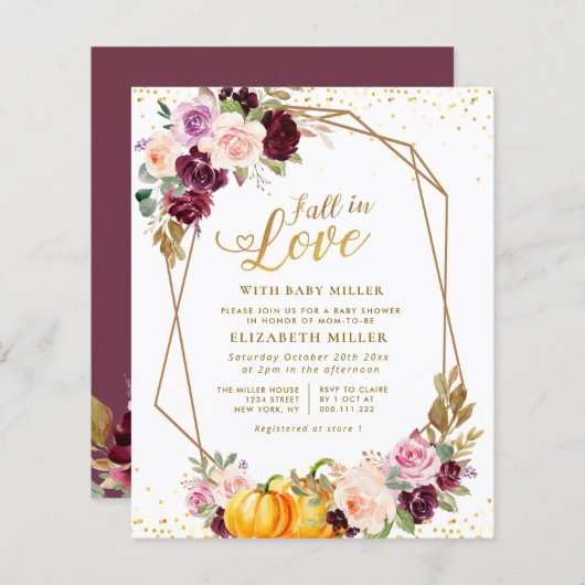 herfst van de liefhebbende floral baby shower call (Voorkant / Achterkant)