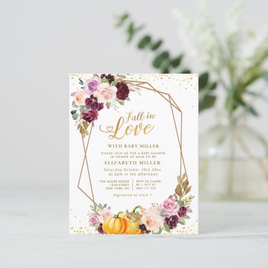 herfst van de liefhebbende floral baby shower call (Staand voorkant)