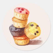 Herfst van de Muffin Tower Ronde Sticker (Voorkant)