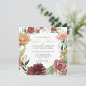 Herfst van de paar Floral Burgundy Blush Rozen Kaart (Staand voorkant)
