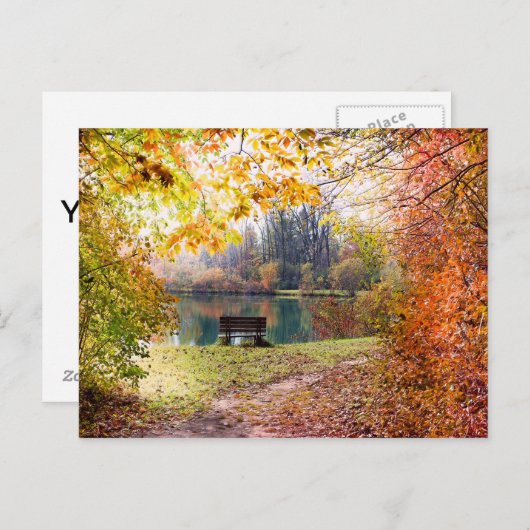 Herfst van de Park Pond - Fall Leaves Briefkaart (Voorkant / Achterkant)