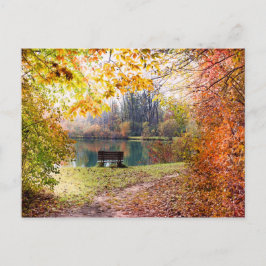 Herfst van de Park Pond - Fall Leaves Briefkaart