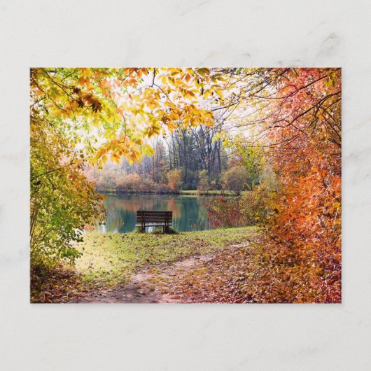 Herfst van de Park Pond - Fall Leaves Briefkaart (Voorkant)