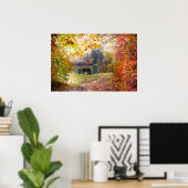 Herfst van de Park Pond - Fall Leaves Poster (Thuiskantoor)
