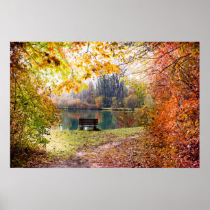 Herfst van de Park Pond - Fall Leaves Poster