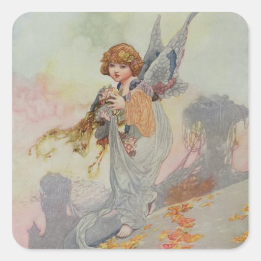 Herfst van de seizoenen vierkante sticker (Voorkant)