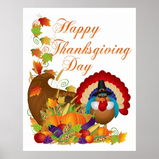 Herfst van de Thanksgiving Harvest Cornucopia en T Poster (Voorkant)