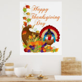 Herfst van de Thanksgiving Harvest Cornucopia en T Poster (Keuken)
