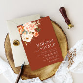 herfst van eathtone floral bruiloft uitnodiging