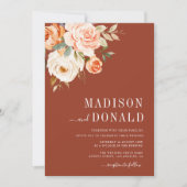 herfst van eathtone floral bruiloft uitnodiging (Voorkant)