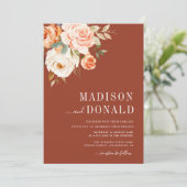 herfst van eathtone floral bruiloft uitnodiging (Staand voorkant)