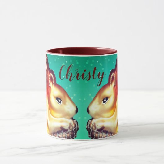  herfst van eekhoorn en pinecon mok (Midden)