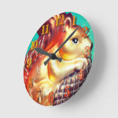 herfst van eekhoorn en pinecon ronde klok (Hoek)