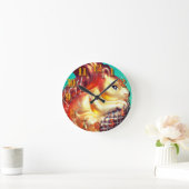 herfst van eekhoorn en pinecon ronde klok (Huis)