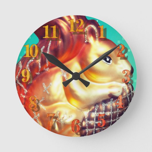 herfst van eekhoorn en pinecon ronde klok (Voorkant)