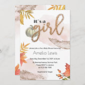 Herfst van een pompoenmeisje voor de douche kaart (Voorkant / Achterkant)