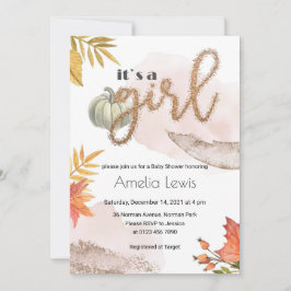 Herfst van een pompoenmeisje voor de douche kaart